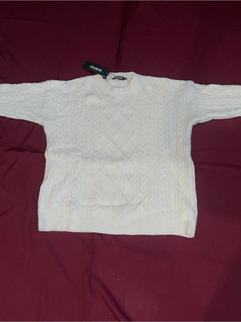 Vamtac white Cable Knit Crewneck Sweater size XL